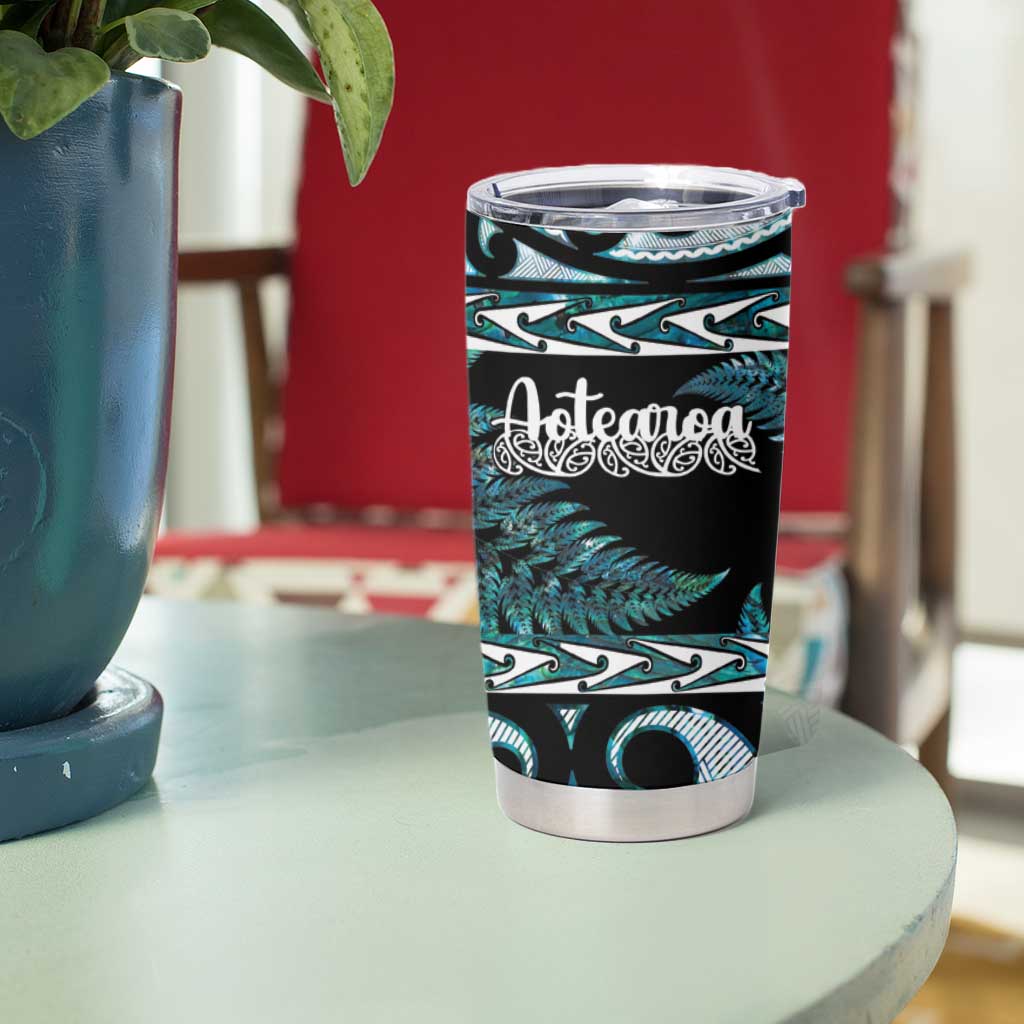 Kia Ora New Zealand Tumbler Cup Aotearoa Proud Maori Paua Shell Silver Fern - Aussie Hoodie