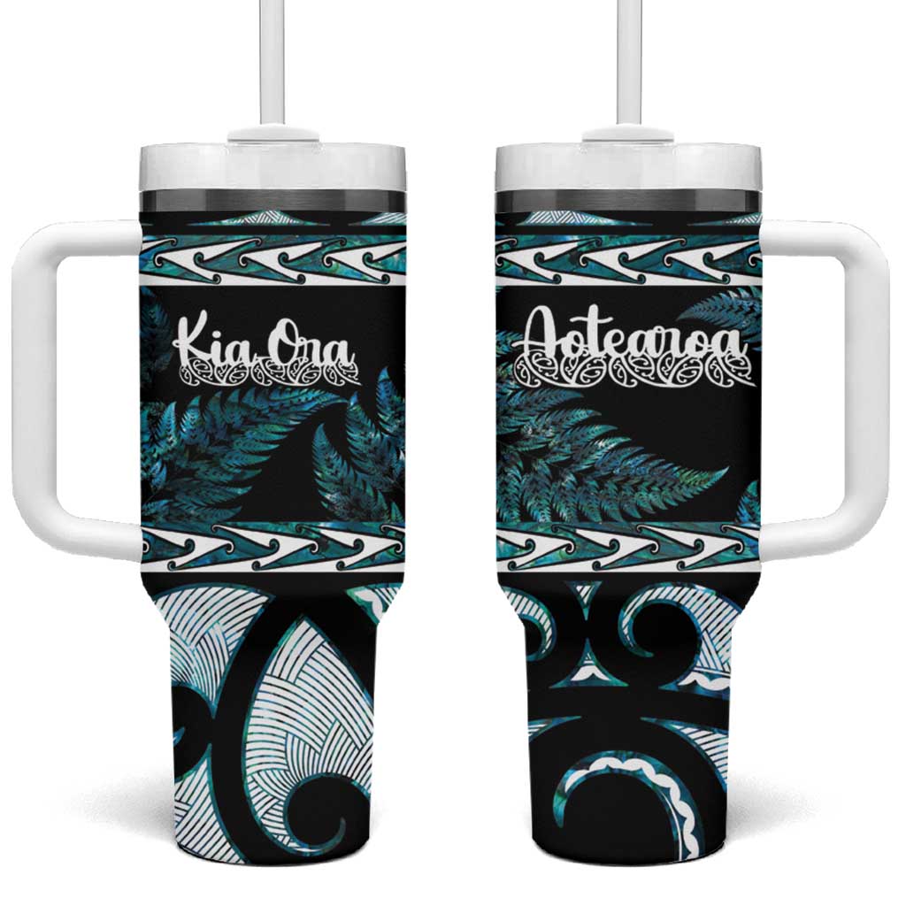 Kia Ora New Zealand Tumbler With Handle Aotearoa Proud Maori Paua Shell Silver Fern - Aussie Hoodie