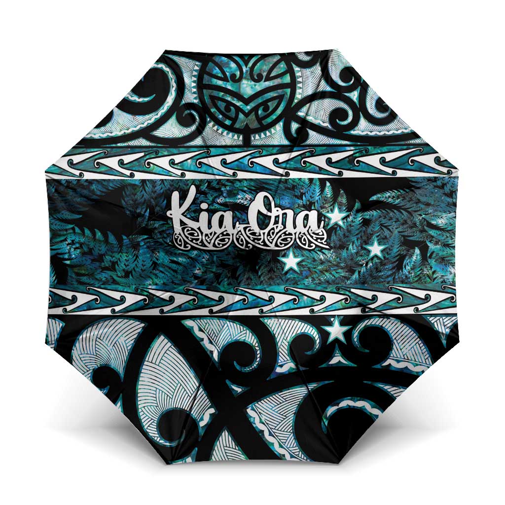 Kia Ora New Zealand Umbrella Aotearoa Proud Maori Paua Shell Silver Fern - Aussie Hoodie