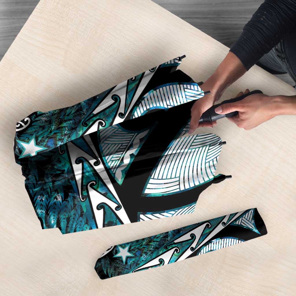 Kia Ora New Zealand Umbrella Aotearoa Proud Maori Paua Shell Silver Fern - Aussie Hoodie