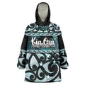 Kia Ora New Zealand Wearable Blanket Hoodie Aotearoa Proud Maori Paua Shell Silver Fern - Aussie Hoodie