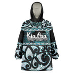 Kia Ora New Zealand Wearable Blanket Hoodie Aotearoa Proud Maori Paua Shell Silver Fern - Aussie Hoodie
