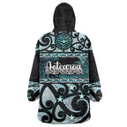 Kia Ora New Zealand Wearable Blanket Hoodie Aotearoa Proud Maori Paua Shell Silver Fern - Aussie Hoodie