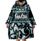 Kia Ora New Zealand Wearable Blanket Hoodie Aotearoa Proud Maori Paua Shell Silver Fern - Aussie Hoodie