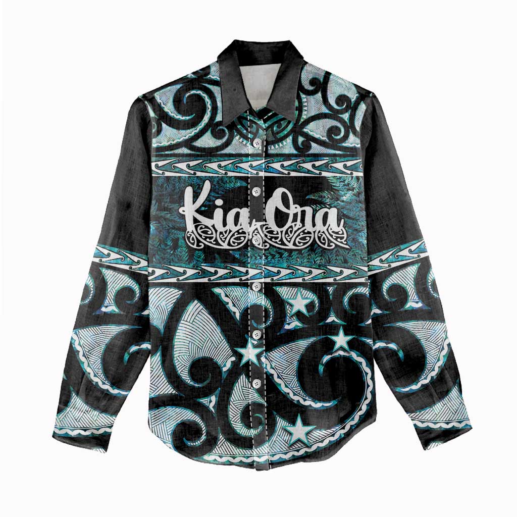 Kia Ora New Zealand Women Casual Shirt Aotearoa Proud Maori Paua Shell Silver Fern - Aussie Hoodie