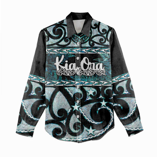Kia Ora New Zealand Women Casual Shirt Aotearoa Proud Maori Paua Shell Silver Fern - Aussie Hoodie
