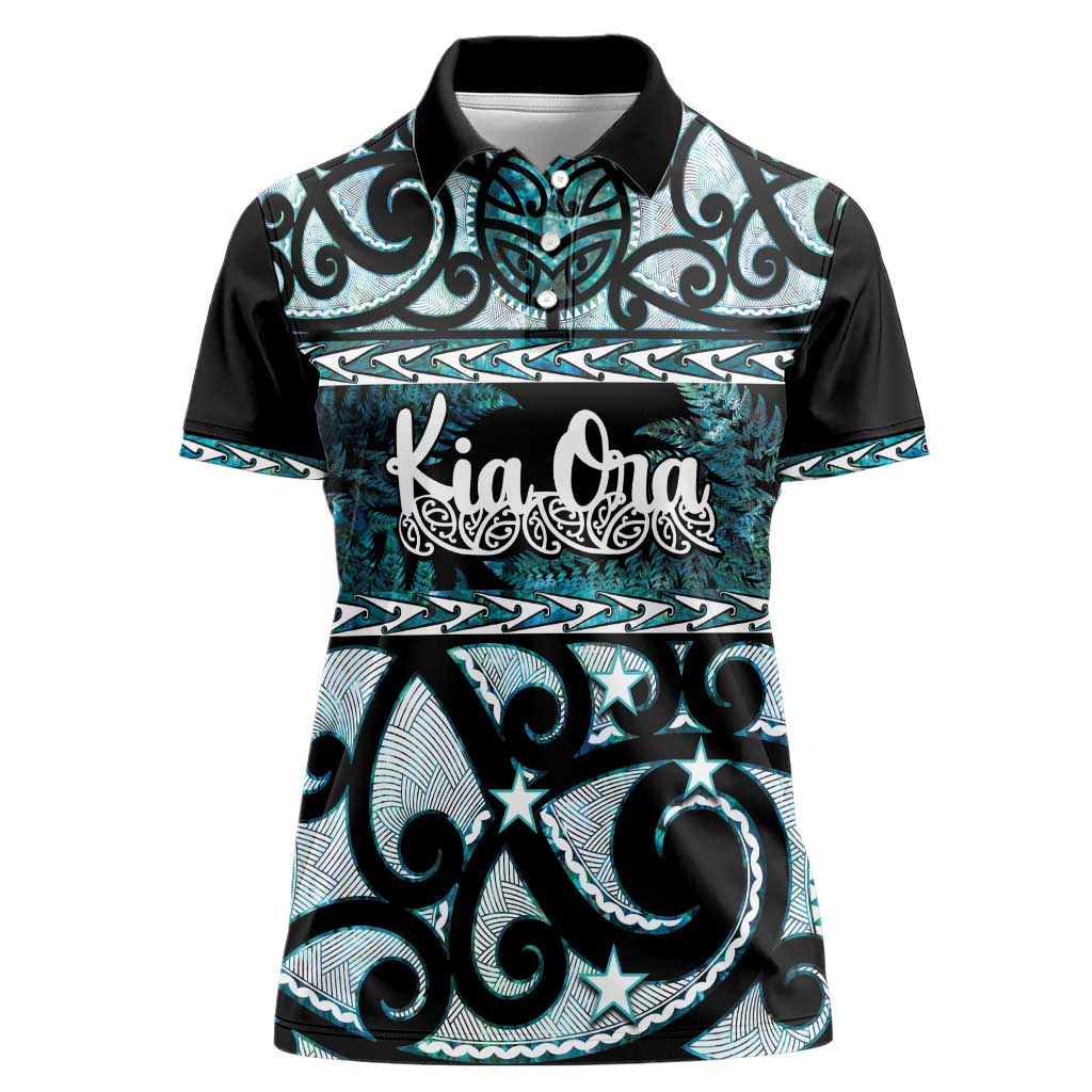 Kia Ora New Zealand Women Polo Shirt Aotearoa Proud Maori Paua Shell Silver Fern - Aussie Hoodie