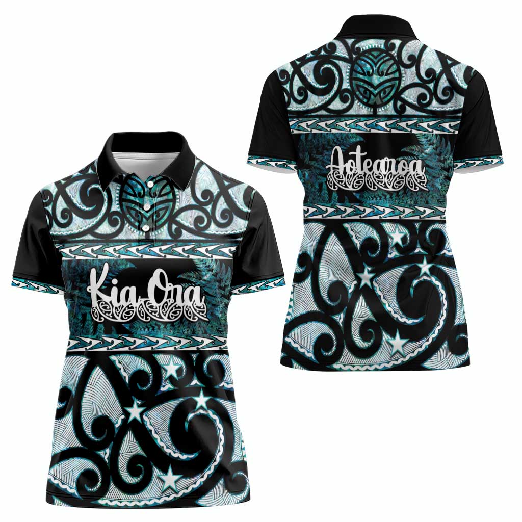 Kia Ora New Zealand Women Polo Shirt Aotearoa Proud Maori Paua Shell Silver Fern - Aussie Hoodie