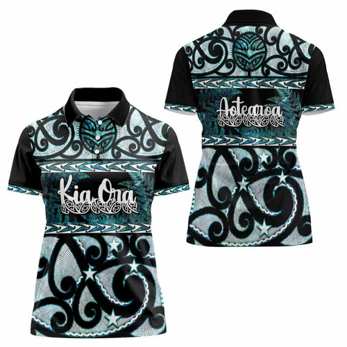 Kia Ora New Zealand Women Polo Shirt Aotearoa Proud Maori Paua Shell Silver Fern - Aussie Hoodie