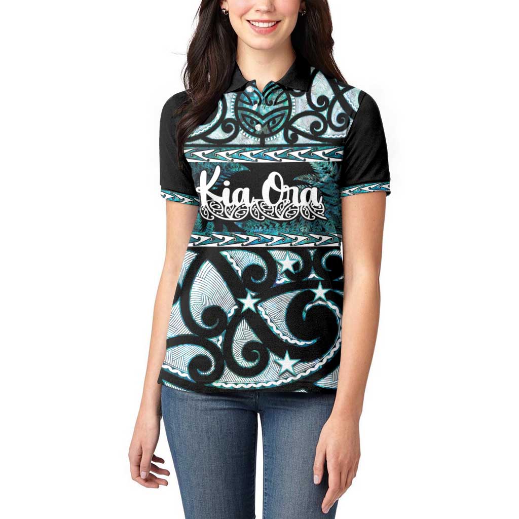 Kia Ora New Zealand Women Polo Shirt Aotearoa Proud Maori Paua Shell Silver Fern - Aussie Hoodie