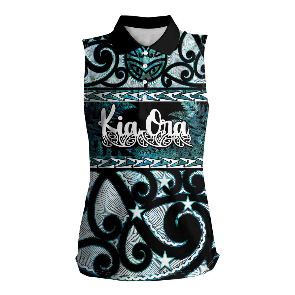 Kia Ora New Zealand Women Sleeveless Polo Shirt Aotearoa Proud Maori Paua Shell Silver Fern - Aussie Hoodie