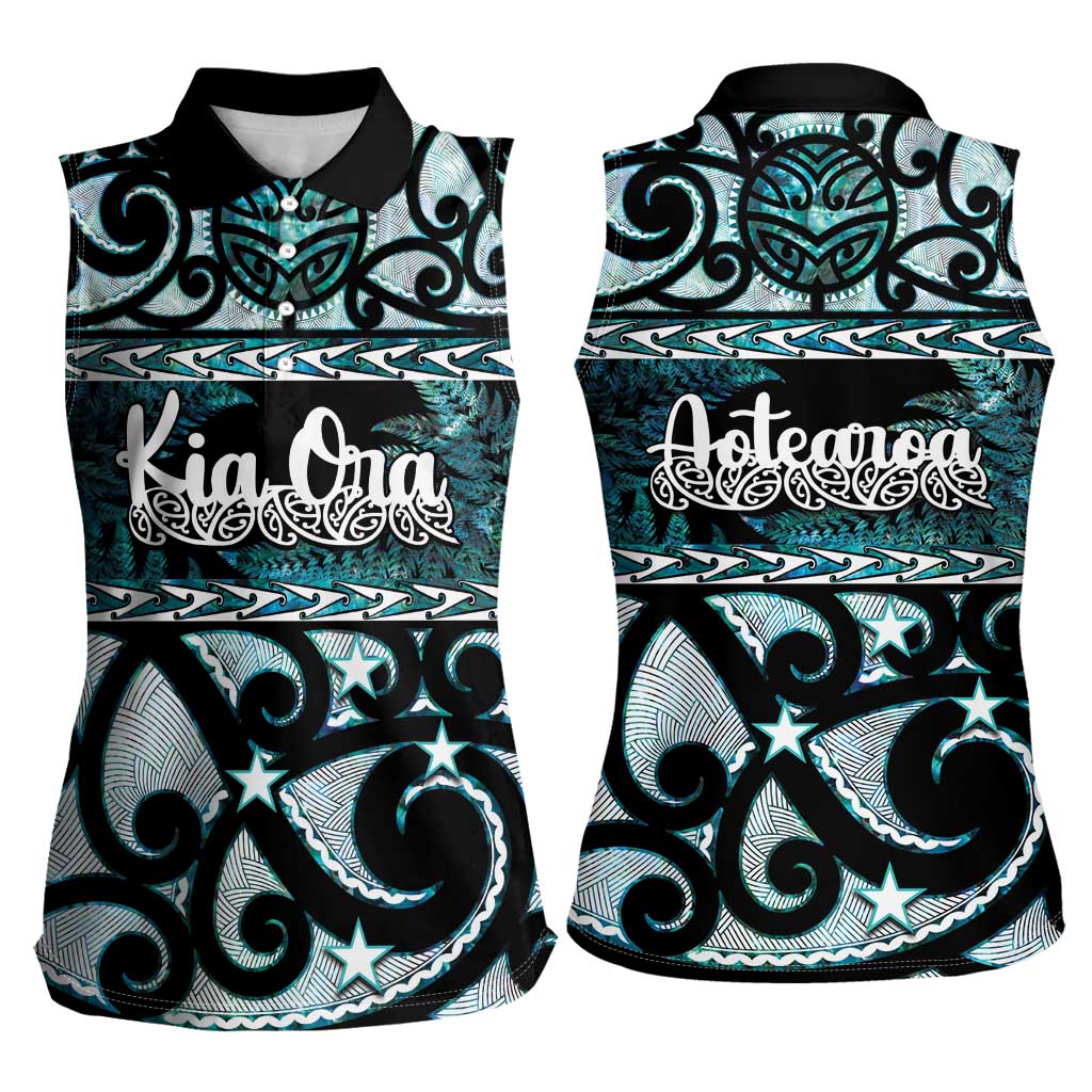 Kia Ora New Zealand Women Sleeveless Polo Shirt Aotearoa Proud Maori Paua Shell Silver Fern - Aussie Hoodie