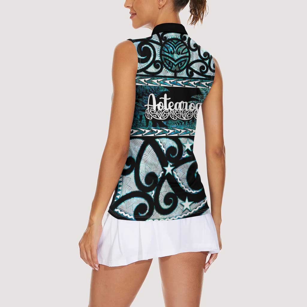 Kia Ora New Zealand Women Sleeveless Polo Shirt Aotearoa Proud Maori Paua Shell Silver Fern - Aussie Hoodie
