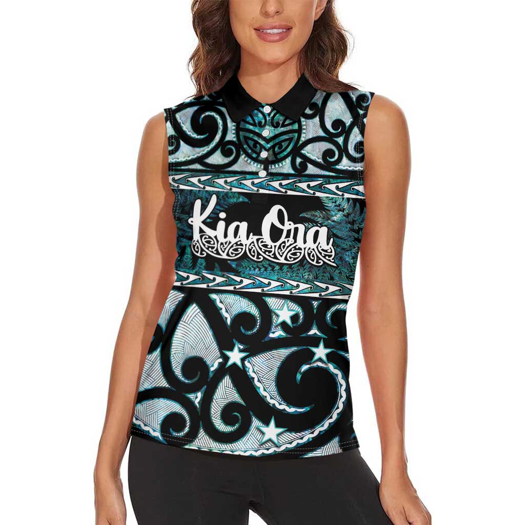 Kia Ora New Zealand Women Sleeveless Polo Shirt Aotearoa Proud Maori Paua Shell Silver Fern - Aussie Hoodie