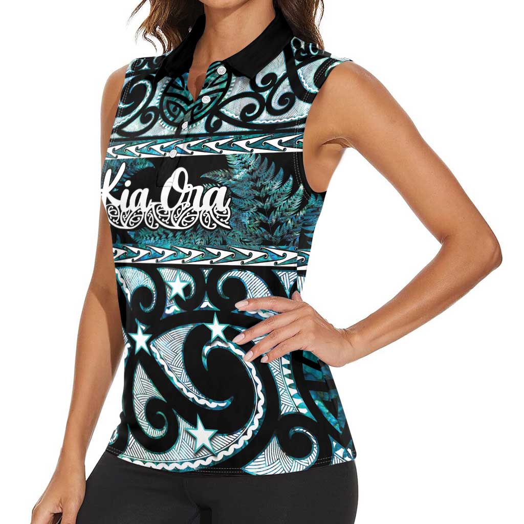 Kia Ora New Zealand Women Sleeveless Polo Shirt Aotearoa Proud Maori Paua Shell Silver Fern - Aussie Hoodie