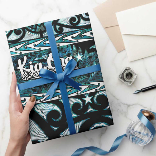 Kia Ora New Zealand Wrapping Paper Aotearoa Proud Maori Paua Shell Silver Fern - Aussie Hoodie
