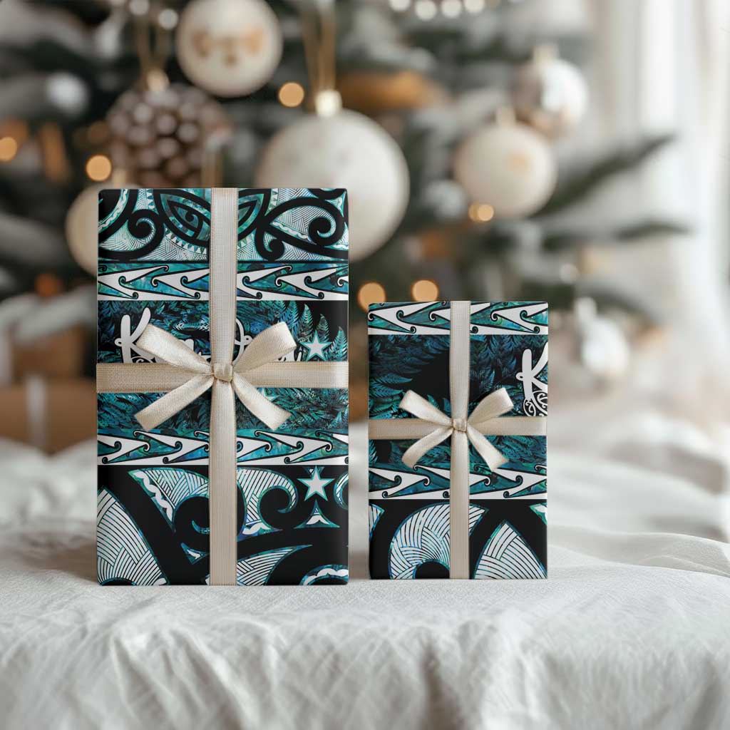 Kia Ora New Zealand Wrapping Paper Aotearoa Proud Maori Paua Shell Silver Fern - Aussie Hoodie