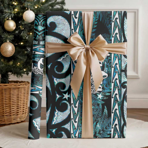 Kia Ora New Zealand Wrapping Paper Aotearoa Proud Maori Paua Shell Silver Fern - Aussie Hoodie