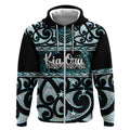 Kia Ora New Zealand Zip Hoodie Aotearoa Proud Maori Paua Shell Silver Fern - Aussie Hoodie