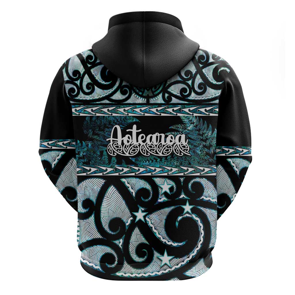 Kia Ora New Zealand Zip Hoodie Aotearoa Proud Maori Paua Shell Silver Fern - Aussie Hoodie