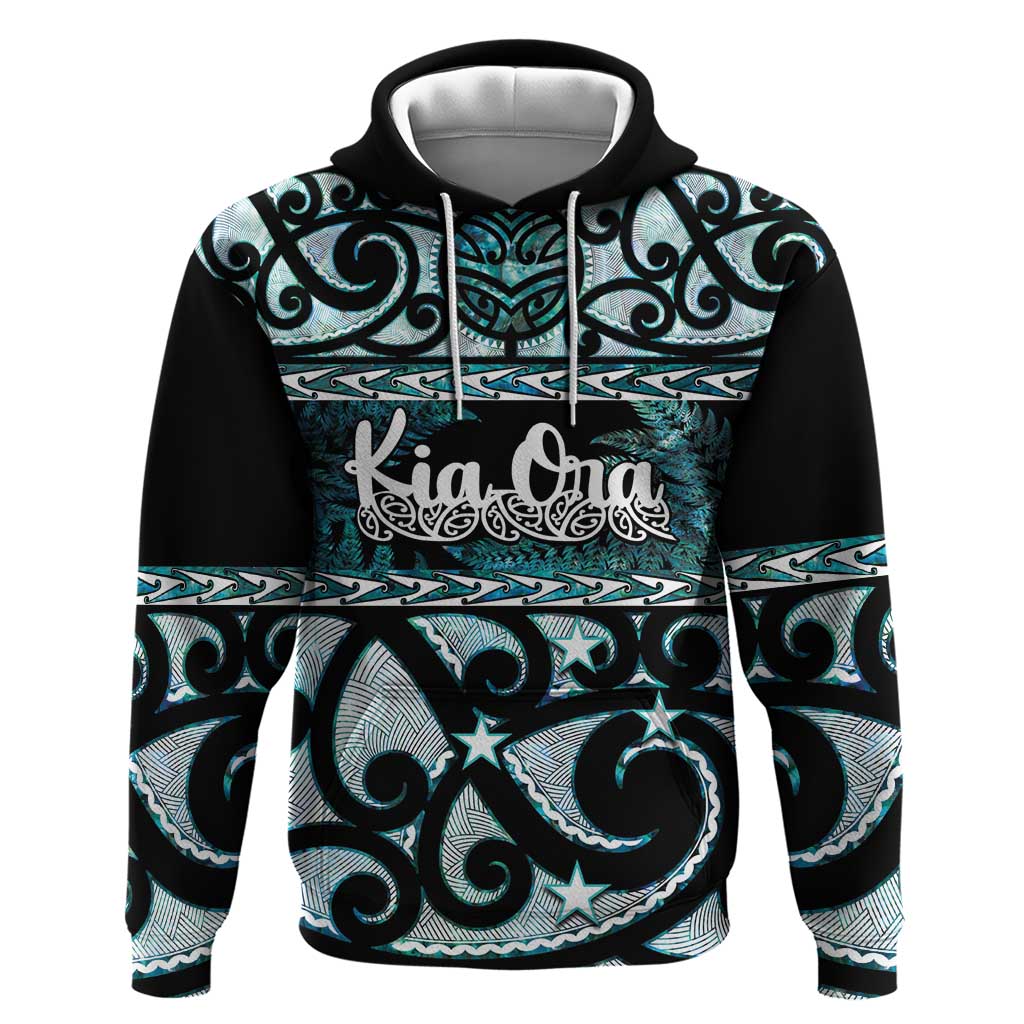 Kia Ora New Zealand Zip Hoodie Aotearoa Proud Maori Paua Shell Silver Fern - Aussie Hoodie