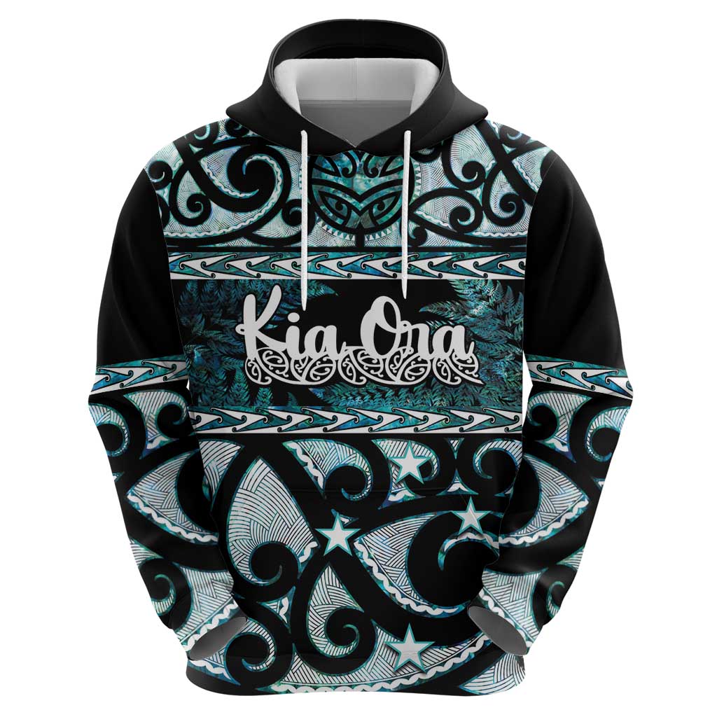 Kia Ora New Zealand Zip Hoodie Aotearoa Proud Maori Paua Shell Silver Fern - Aussie Hoodie