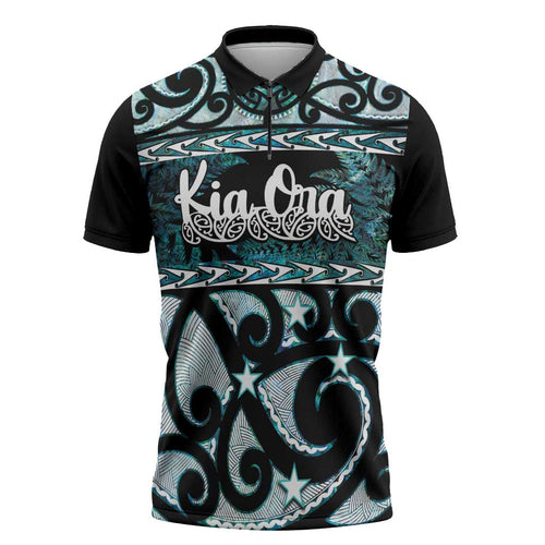 Kia Ora New Zealand Zipper Polo Shirt Aotearoa Proud Maori Paua Shell Silver Fern - Aussie Hoodie