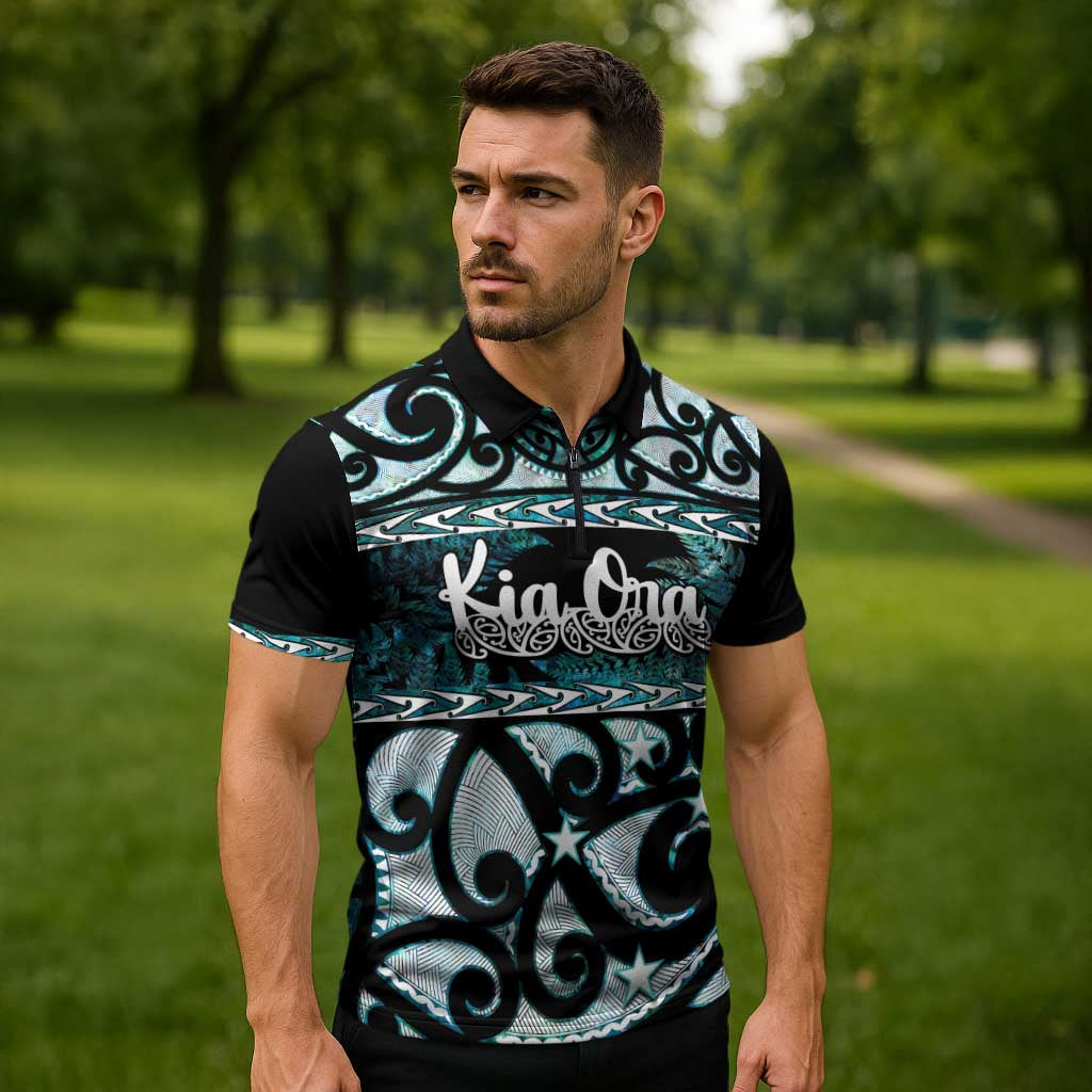 Kia Ora New Zealand Zipper Polo Shirt Aotearoa Proud Maori Paua Shell Silver Fern - Aussie Hoodie