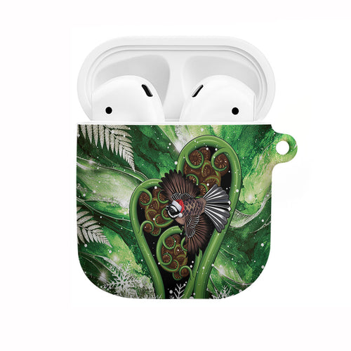 Piwakawaka New Zealand Christmas In July AirPods Case NZ Aroha Koru Fern Marble Vibes