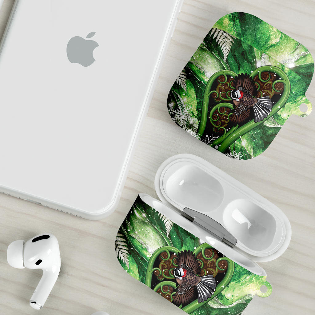 Piwakawaka New Zealand Christmas In July AirPods Case NZ Aroha Koru Fern Marble Vibes