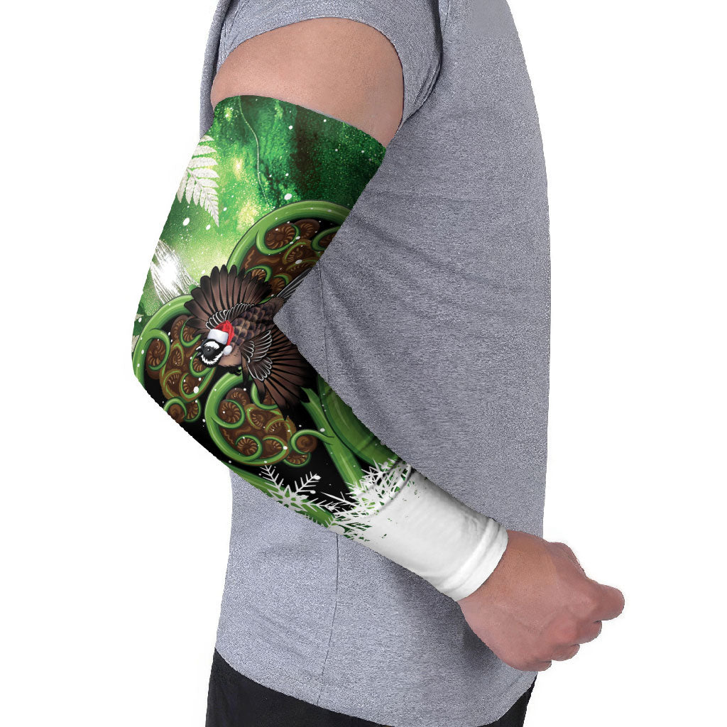 Piwakawaka New Zealand Christmas In July Arm Sleeves NZ Aroha Koru Fern Marble Vibes