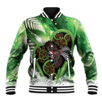 Piwakawaka New Zealand Christmas In July Baseball Jacket NZ Aroha Koru Fern Marble Vibes