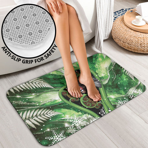 Piwakawaka New Zealand Christmas In July Bathroom Set NZ Aroha Koru Fern Marble Vibes