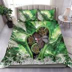 Piwakawaka New Zealand Christmas In July Bedding Set NZ Aroha Koru Fern Marble Vibes