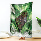 Piwakawaka New Zealand Christmas In July Blanket NZ Aroha Koru Fern Marble Vibes