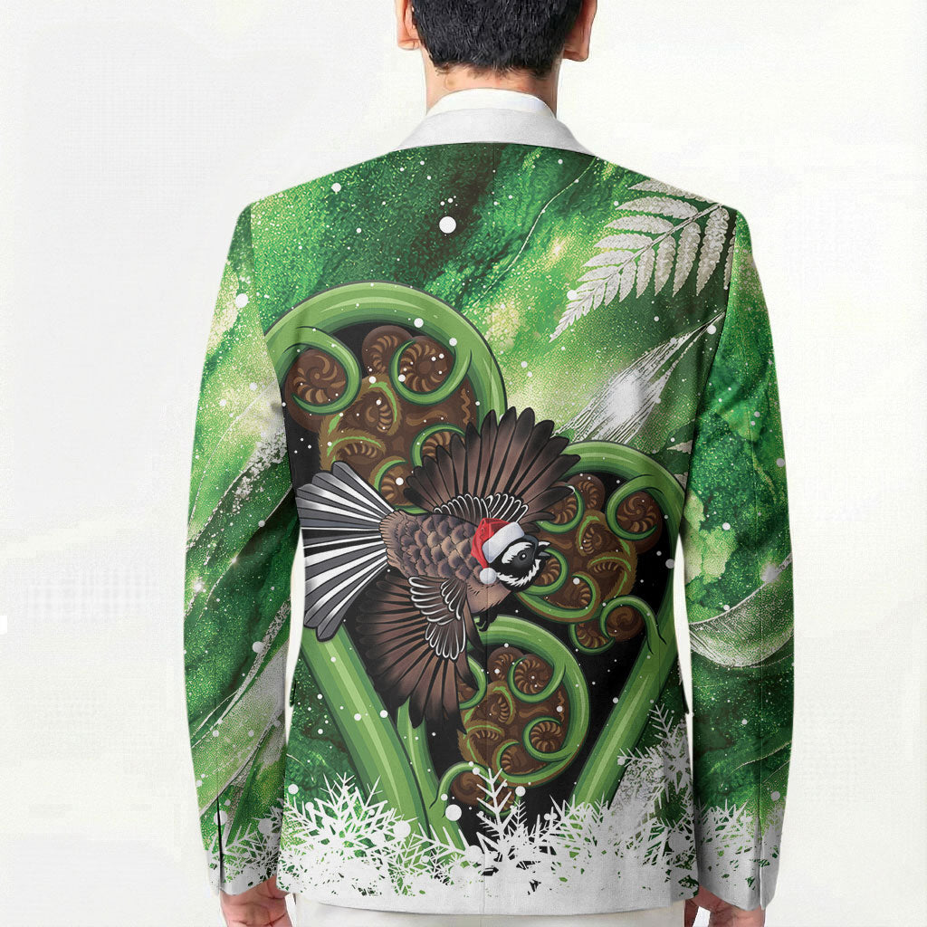 Piwakawaka New Zealand Christmas In July Blazer NZ Aroha Koru Fern Marble Vibes