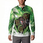 Piwakawaka New Zealand Christmas In July Button Sweatshirt NZ Aroha Koru Fern Marble Vibes