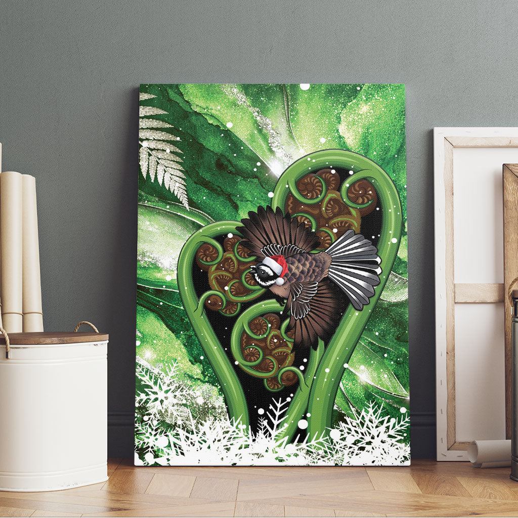 Piwakawaka New Zealand Christmas In July Canvas Wall Art NZ Aroha Koru Fern Marble Vibes