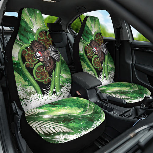 Piwakawaka New Zealand Christmas In July Car Seat Cover NZ Aroha Koru Fern Marble Vibes