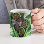 Piwakawaka New Zealand Christmas In July Ceramic Mug NZ Aroha Koru Fern Marble Vibes