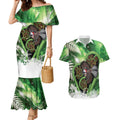Piwakawaka New Zealand Christmas In July Couples Matching Mermaid Dress and Hawaiian Shirt NZ Aroha Koru Fern Marble Vibes