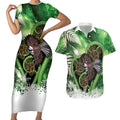 Piwakawaka New Zealand Christmas In July Couples Matching Short Sleeve Bodycon Dress and Hawaiian Shirt NZ Aroha Koru Fern Marble Vibes