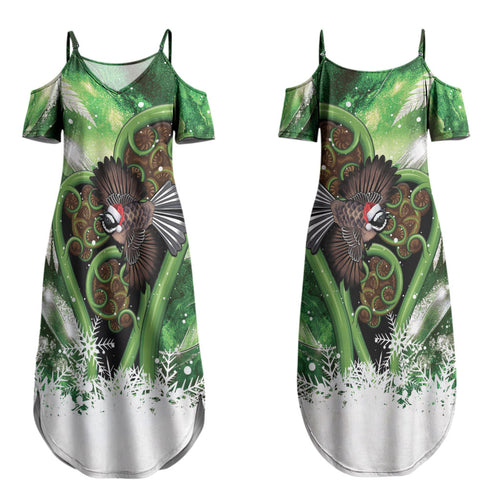Piwakawaka New Zealand Christmas In July Couples Matching Summer Maxi Dress and Hawaiian Shirt NZ Aroha Koru Fern Marble Vibes LT14