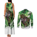 Piwakawaka New Zealand Christmas In July Couples Matching Tank Maxi Dress and Long Sleeve Button Shirt NZ Aroha Koru Fern Marble Vibes