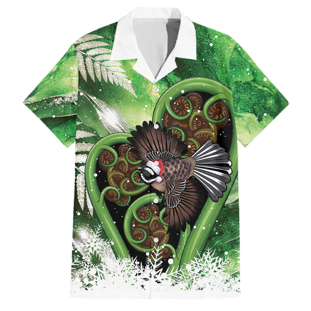 Piwakawaka New Zealand Christmas In July Family Matching Long Sleeve Bodycon Dress and Hawaiian Shirt NZ Aroha Koru Fern Marble Vibes