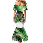 Piwakawaka New Zealand Christmas In July Family Matching Mermaid Dress and Hawaiian Shirt NZ Aroha Koru Fern Marble Vibes