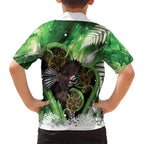 Piwakawaka New Zealand Christmas In July Family Matching Off Shoulder Maxi Dress and Hawaiian Shirt NZ Aroha Koru Fern Marble Vibes