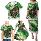 Piwakawaka New Zealand Christmas In July Family Matching Puletasi and Hawaiian Shirt NZ Aroha Koru Fern Marble Vibes