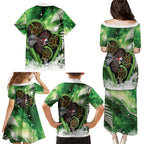 Piwakawaka New Zealand Christmas In July Family Matching Puletasi and Hawaiian Shirt NZ Aroha Koru Fern Marble Vibes