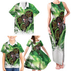 Piwakawaka New Zealand Christmas In July Family Matching Tank Maxi Dress and Hawaiian Shirt NZ Aroha Koru Fern Marble Vibes